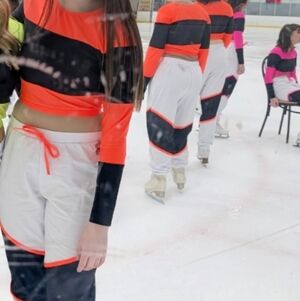 Neon Colorblock Crop Top and Jogger Sweatpant Set For Ice Skating Or Dance